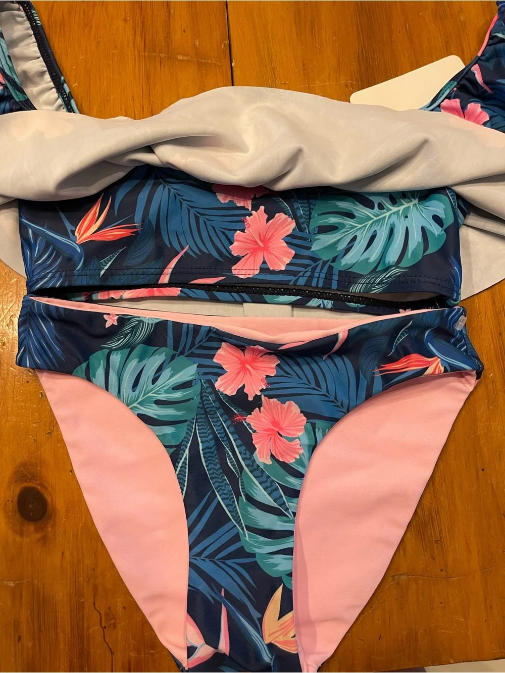 Snapper Rock Kids Floral Tropical Navy & Pink Two-Piece Swimsuit